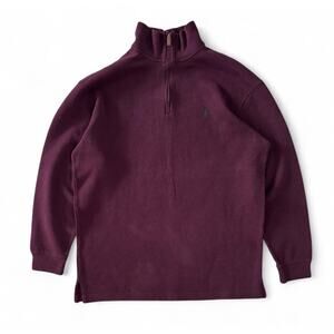 Polo Ralph Lauren Maroon Quarter-zip Sweater 100% Cotton Embroidered Pony XLT